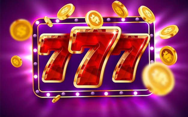 Vecteur la machine à sous remporte le jackpot 777 big win concept casino jackpot