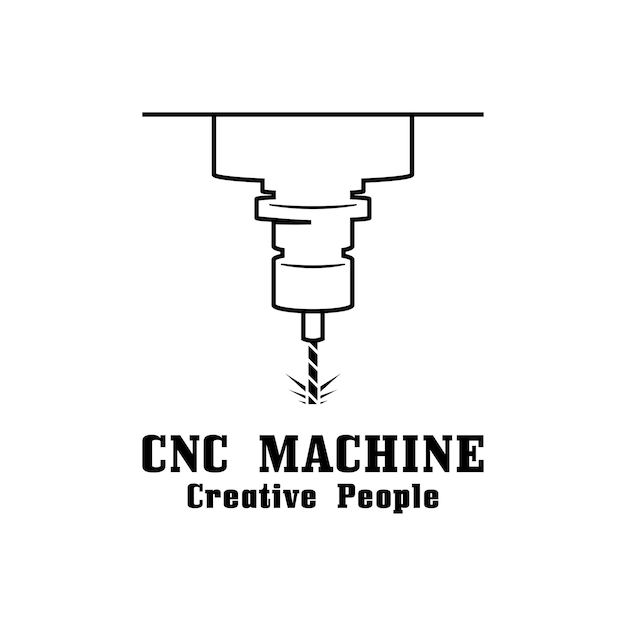 Machine à tour CNC Logo Contrôle numérique informatique conception de technologie de coupe 3D moderne