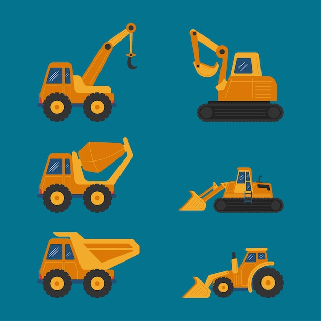 Machines de construction définies illustration vectorielle