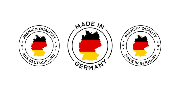 Vecteur made in germany logo vector drapeau allemand sur la carte label de qualité icône drapeau de pays