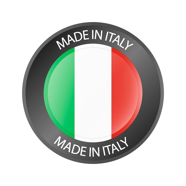 Made in Italy Bouton 3d Étiquette ronde avec drapeau italien