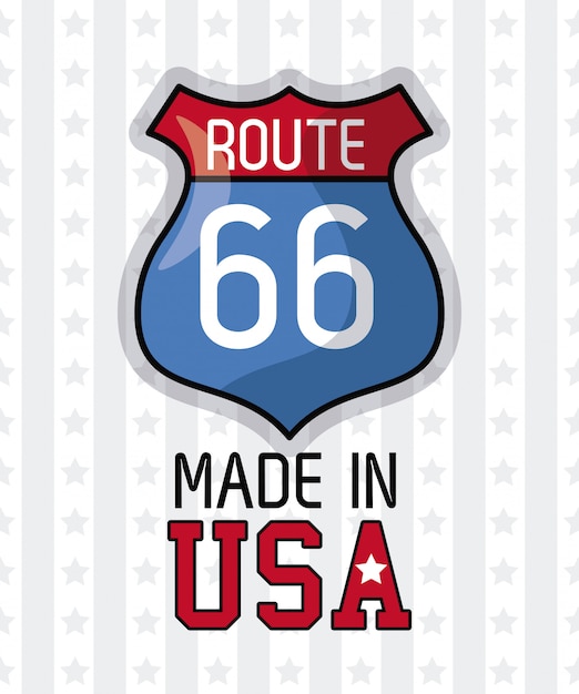 Vecteur made in usa route 66 signe vector illustration design graphique