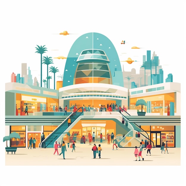 Vecteur magasin centre commercial boutique illustration vectorielle affaires marché bâtiment conception supermarché ville acheter