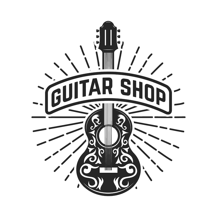 Vecteur magasin de guitare. rock and roll.
