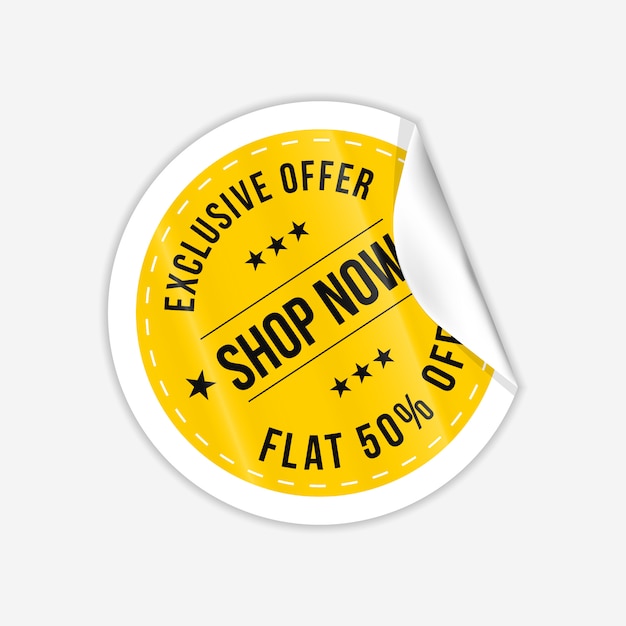 Magasin réaliste maintenant papier rond jaune pli notes autocollants de pliage de coupon adhésif avec coin incurvé