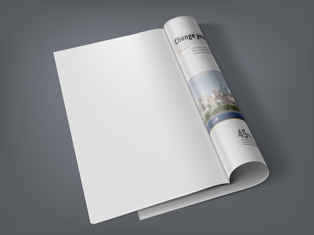 Vecteur magazine 3d avec une page claire pour votre contenu