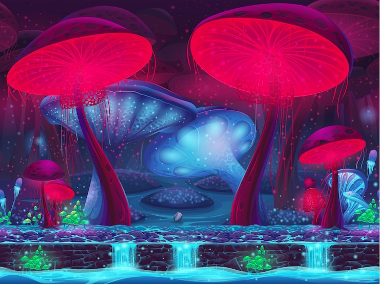 Vecteur magic mushroom hollow - sans soudure mystique