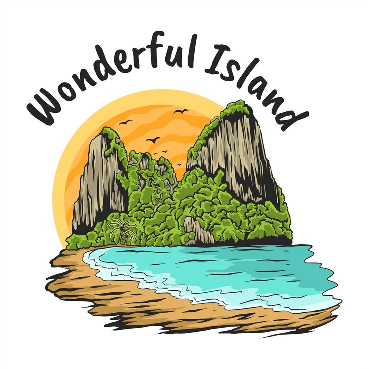 Magnifique conception de t-shirt de plage de l'île