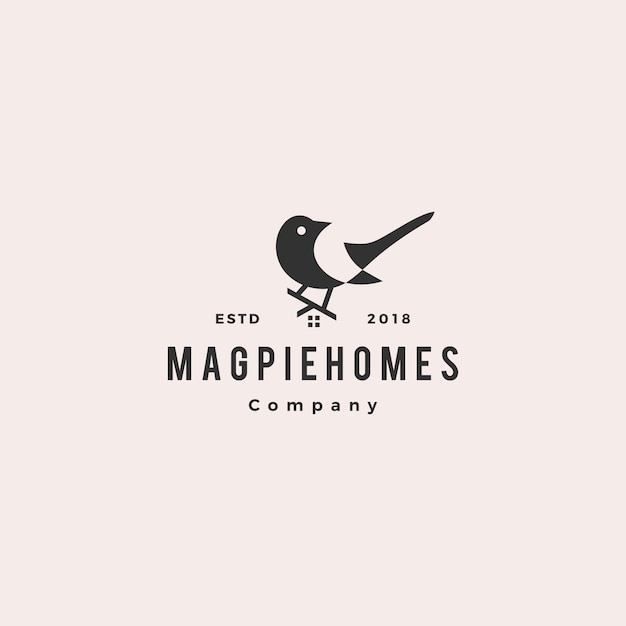 Vecteur magpie homes maison logo hipster