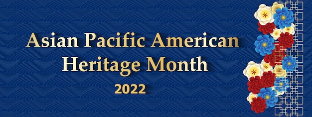 Mai Mois Du Patrimoine Des Américains D'origine Asiatique Et Des îles Du Pacifique Illustration Avec Texte Motif Chinois