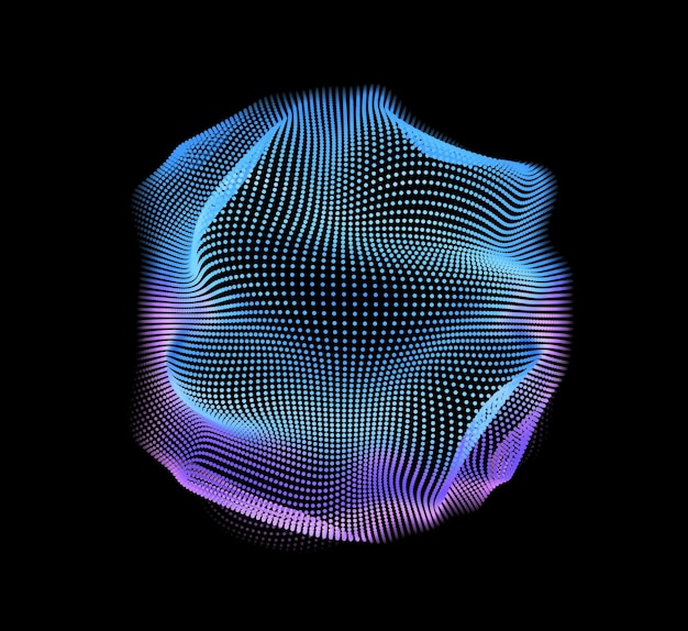 Maille colorée vectorielle abstraite sur fond sombre Carte de style futuriste Arrière-plan élégant pour les présentations d'affaires Sphère de point corrompu Esthétique du chaos