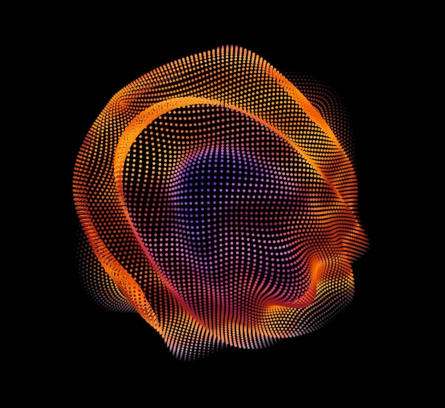 Maille colorée vectorielle abstraite sur fond sombre Carte de style futuriste Sphère de point corrompue