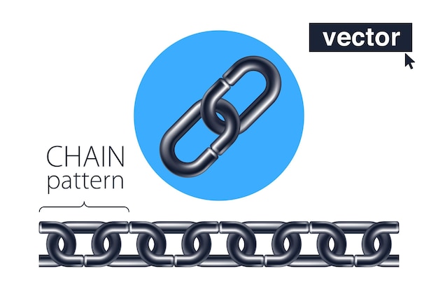 Vecteur maillons de chaîne en métal modèle vectoriel facile à étendre à la longueur souhaitée rendu 3d réaliste