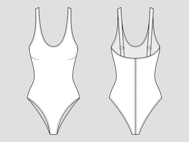 Maillot De Bain Une Pièce Basique à Décolleté Plongeant.