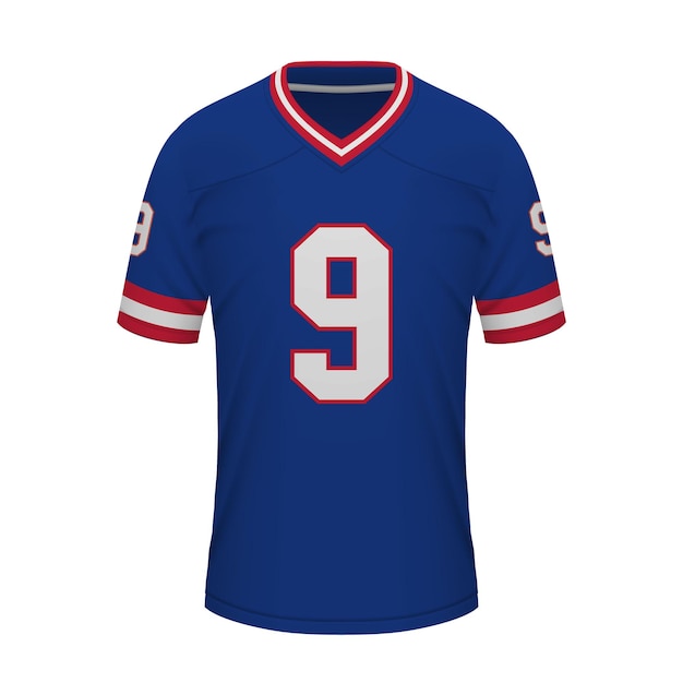 Vecteur maillot de football américain réaliste du modèle de maillot des giants de new york