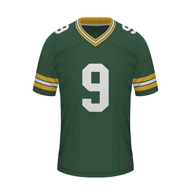 Vecteur maillot de football américain réaliste du modèle de maillot de green bay