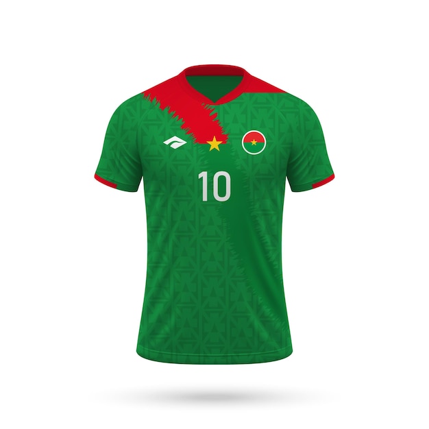 Vecteur maillot de football réaliste 3d équipe nationale du burkina faso 2024