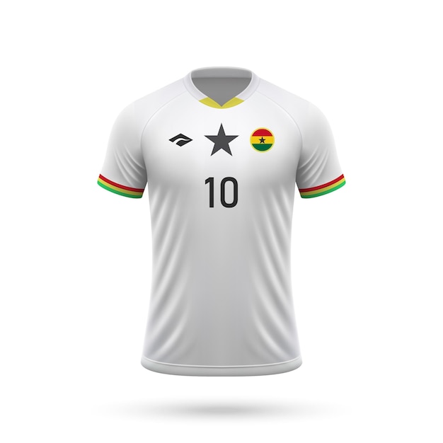 Vecteur maillot de football réaliste 3d équipe nationale du ghana 2024