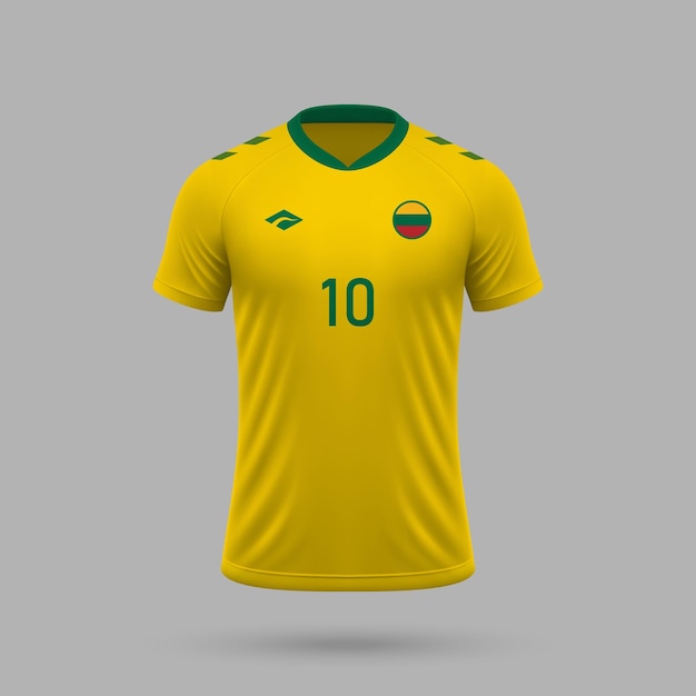 Maillot de football réaliste de l'équipe nationale de Lituanie 2024