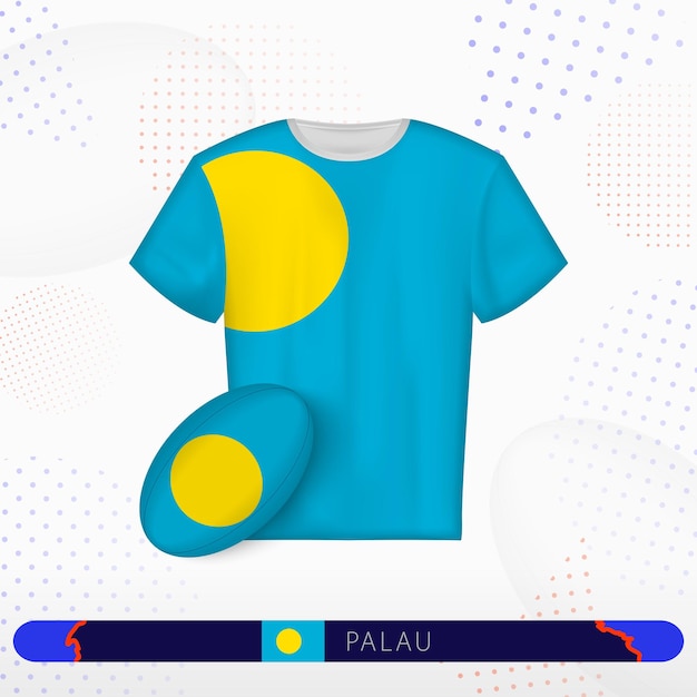 Vecteur maillot de rugby des palaos avec ballon de rugby des palaos sur fond de sport abstrait