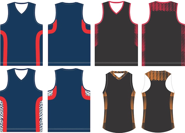 Maillots D'uniformes De Basket-ball Modèles De Maquettes De Vue Avant Et Arrière