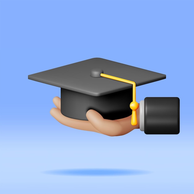 Main 3d Des Diplômés Et Chapeau De Graduation