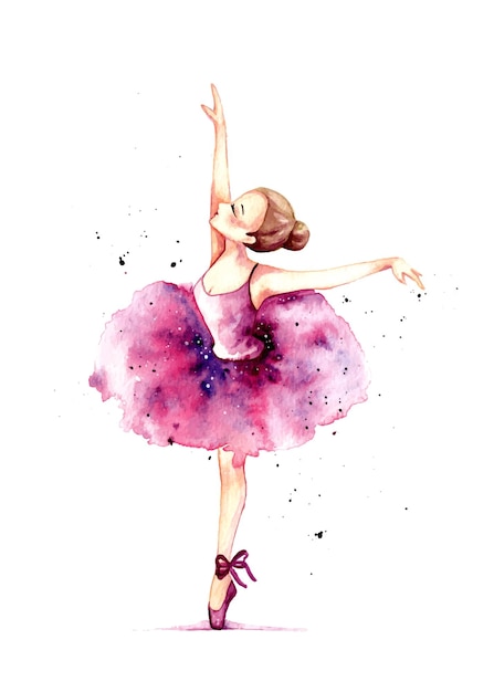 Main Aquarelle Dessiner Belle Ballerine