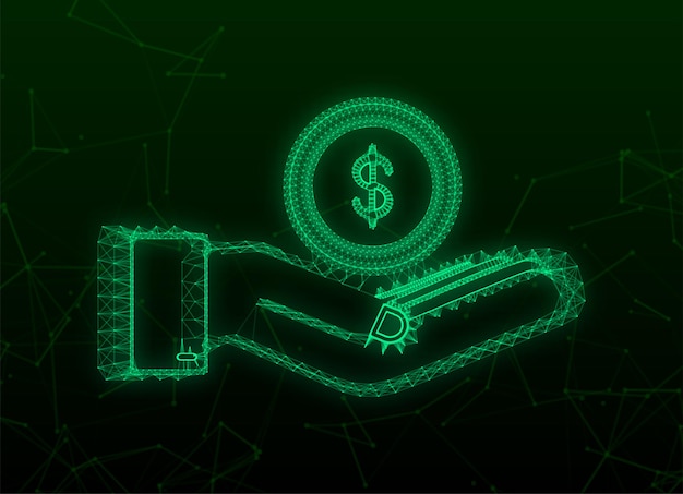 Main d'argent plexus pour la conception de concept. Main tenant des billets de banque en argent vert