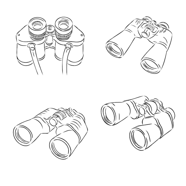 Main Binoculaire Binoculaire Dessin Illustration Vectorielle Symbole De Dessin Croquis Binoculaire
