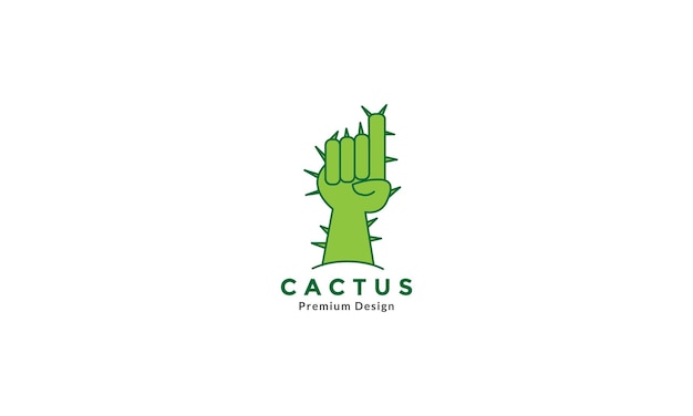 Main Avec Cactus Plante Logo Vert Symbole Icône Illustration De Conception Graphique Vectorielle