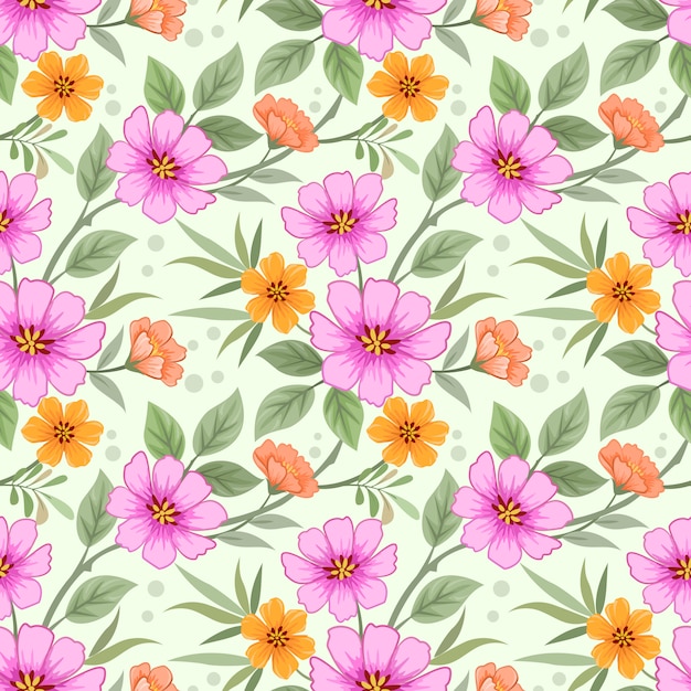 Main Colorée Dessiner Modèle Sans Couture De Fleurs Pour Papier Peint Textile Tissu.