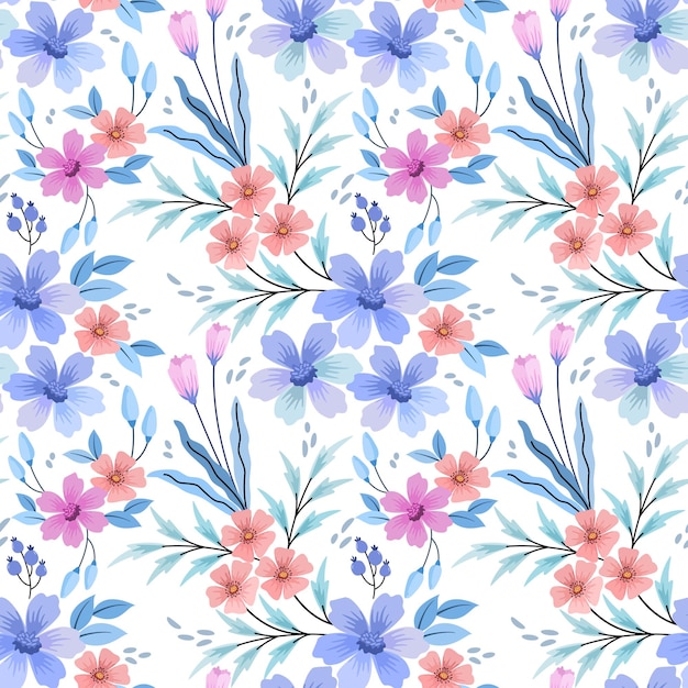 Main Colorée Dessiner Un Motif Sans Couture De Fleurs Pour Le Papier Peint Textile En Tissu.