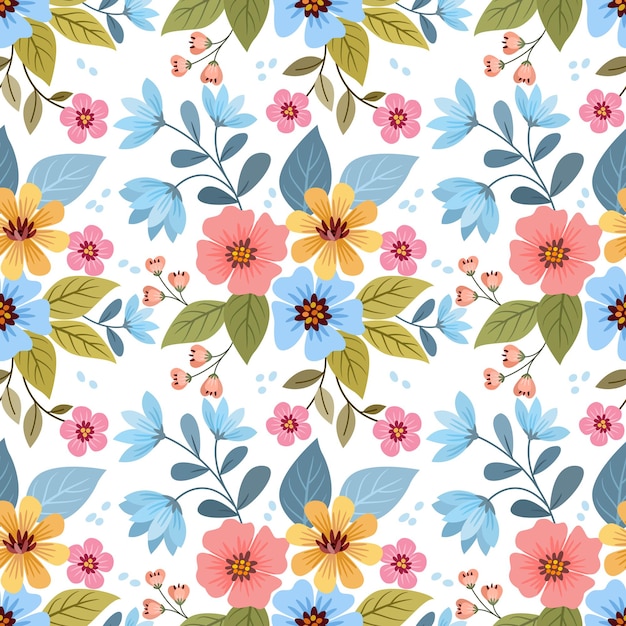 Main colorée dessiner un motif sans couture de fleurs pour le papier peint textile en tissu.