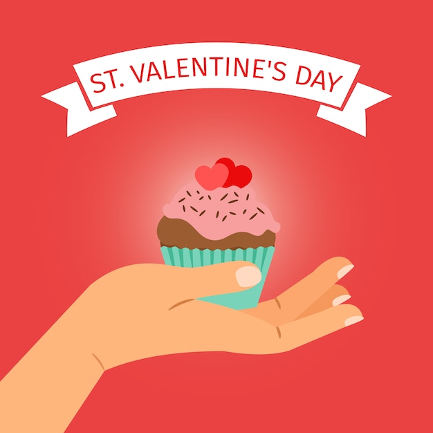 Main Avec Cupcake Saint Valentin