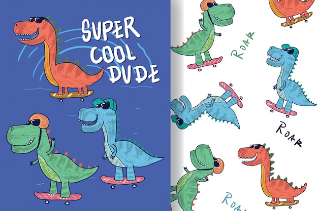 Main a dessiné un joli dinosaure avec motif modifiable