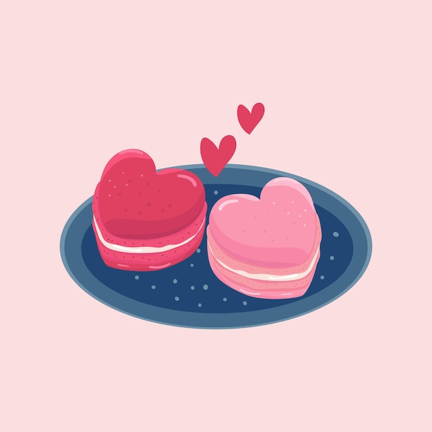 Main dessinée de forme de coeur mignon macaron rose