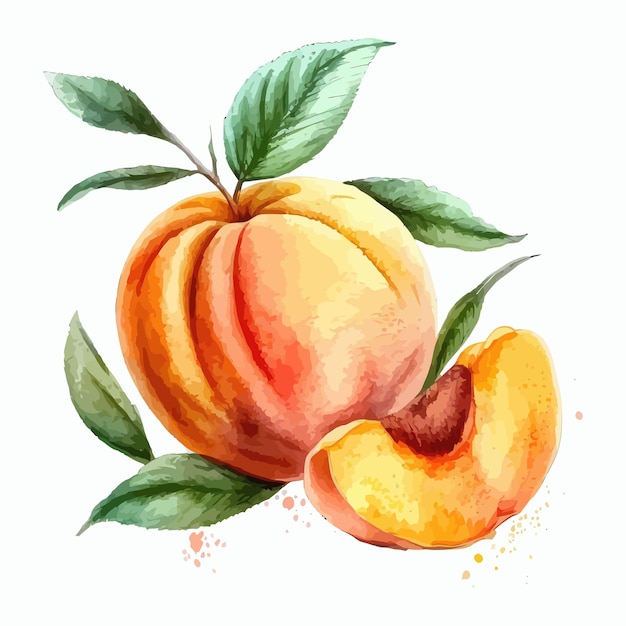 Main dessinée peinture fruit abricot Illustration dessinée à la main isolée sur fond blanc dans un style bohème