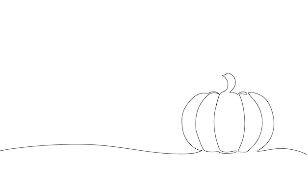 Main Dessiner Dessin Au Trait Contour Citrouille Une Ligne Halloween Illustration Vectorielle.