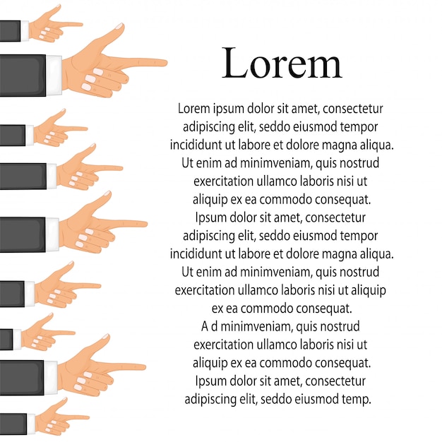 Vecteur main avec un doigt pointé. concepts de design plat modernes pour bannières web, sites web