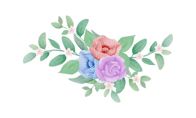 Vecteur main élégante dessiner vecteur de bouquet floral aquarelle