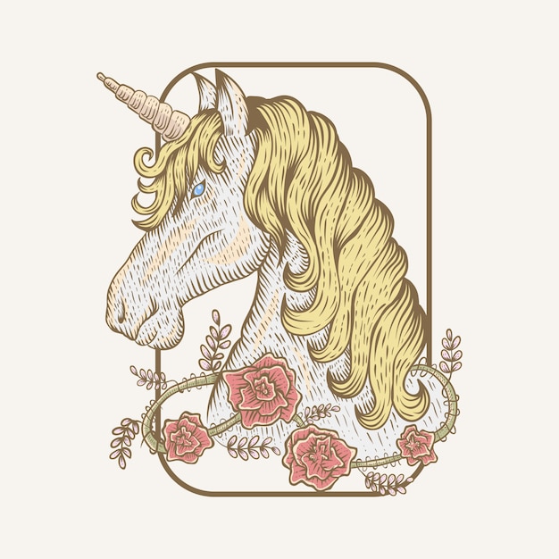 Main De Fleur De Licorne Dessiner Illustration Vectorielle