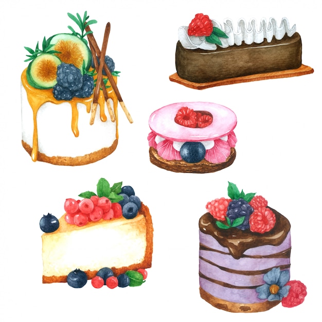 Main de gâteau peinte dans la collection d'aquarelle