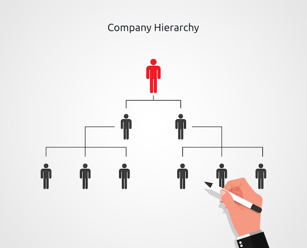 Main D'homme D'affaires, Dessin De La Hiérarchie De L'entreprise Ou De L'organisation