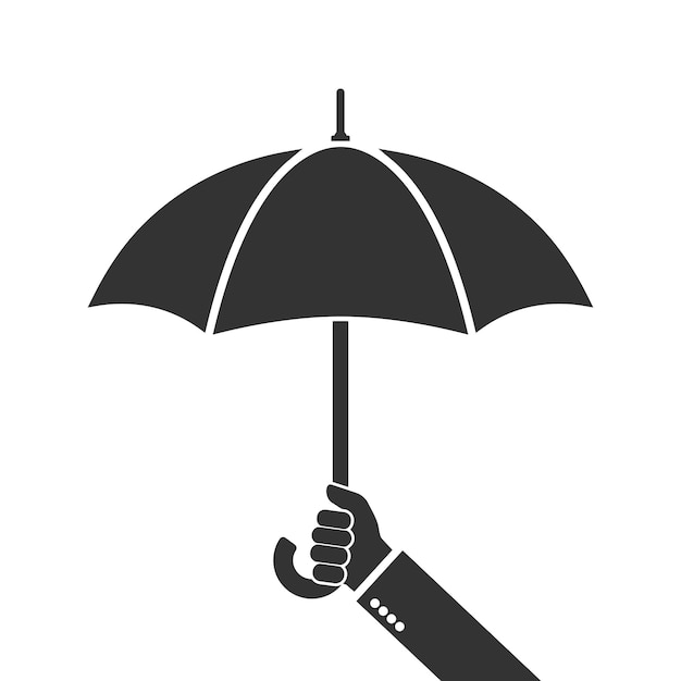 Vecteur main, de, homme, tenue, une, parapluie, vecteur, illustration, parapluie, icône