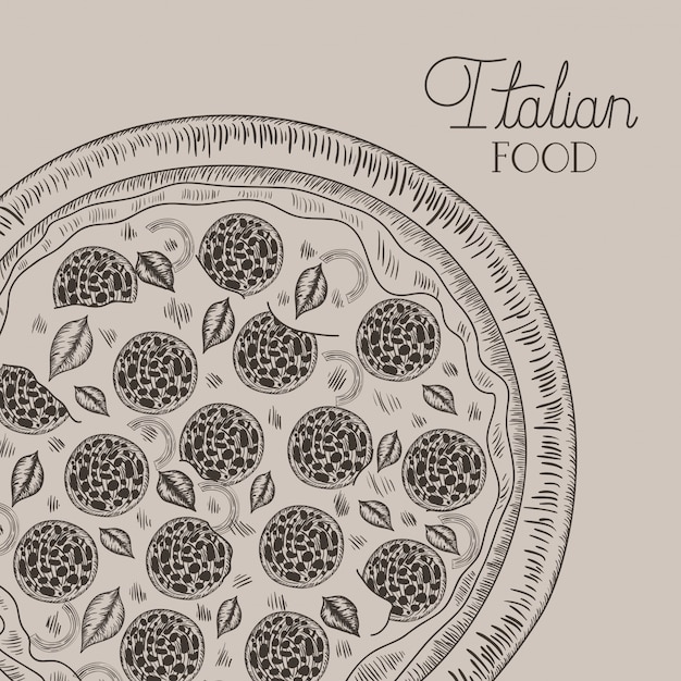 Main Italienne Pizza Dessiné Italien