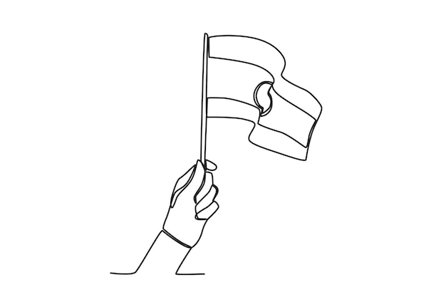 Une main a levé un petit drapeau indien le jour de l'indépendance de l'Inde dessin en ligne