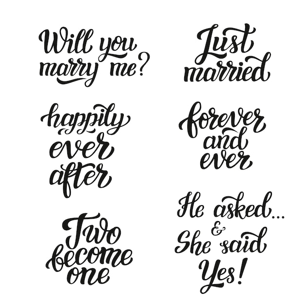 Main Mariage Lettrage Typographie Ensemble