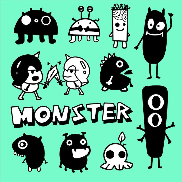 Main de monstre dessin animé dessiner Doodle