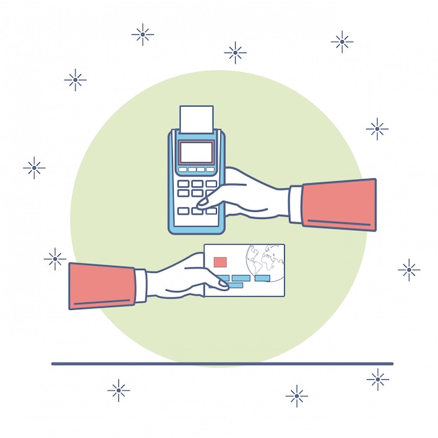 Vecteur main en passant la carte de crédit pour le paiement