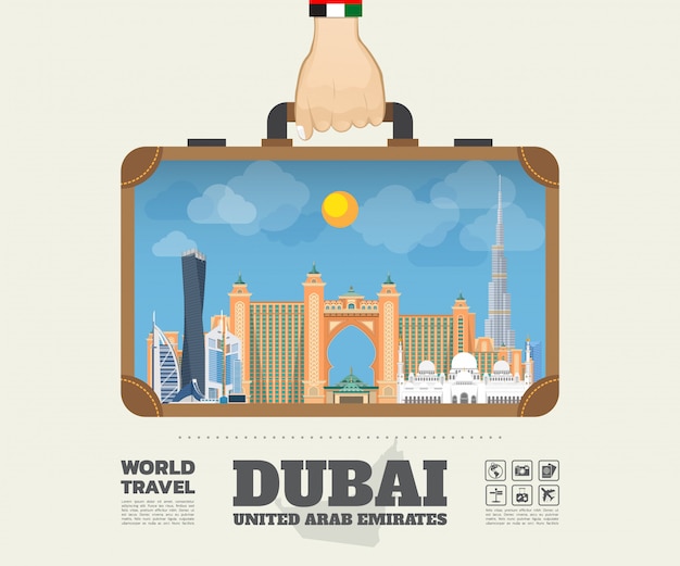 Main Portant Le Sac D'infographie Dubai Landmark Global Travel And Journey.